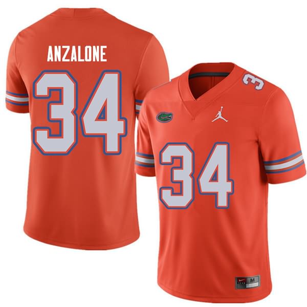 Men's NCAA Florida Gators Alex Anzalone #34 Stitched Authentic Jordan Brand Orange College Football Jersey TUE0665EV